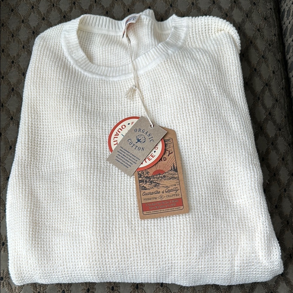 Men's Faherty cream waffle knot sweater.   Size XL.